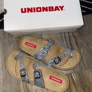 NEW Unionbay Melody Silver Glitter Sandals